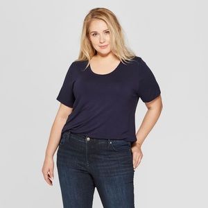 Ava & Viv Short Sleeve Scoop Neck Navy Tee